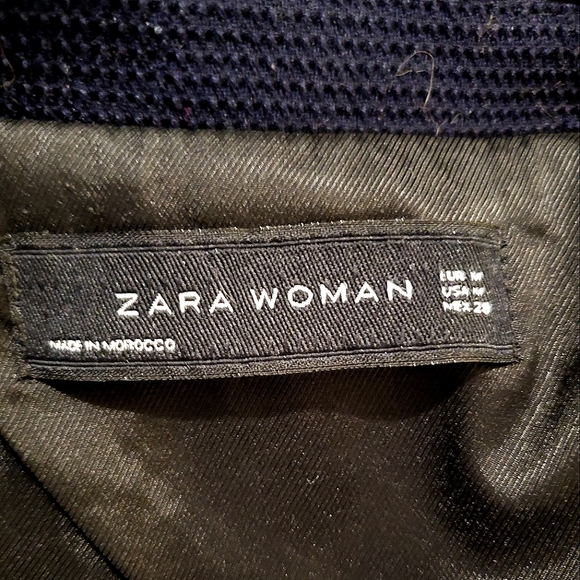 ZARA WOMAN Navy Blue Fitted Blazer Gold Buttons Sz M - Picture 7 of 7